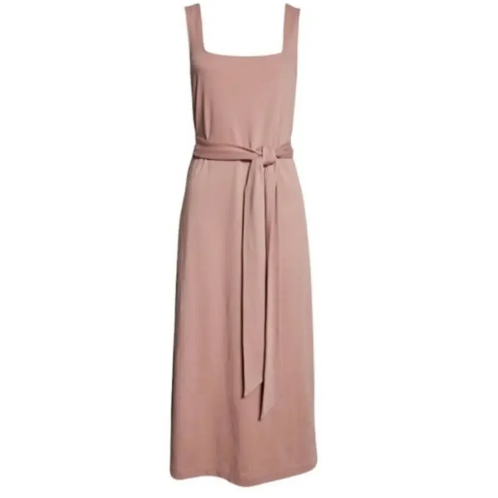 Vince‎ Belted Square Neck Soft Cotton Midi Dress in Pink Size Small - Picture 2 of 10